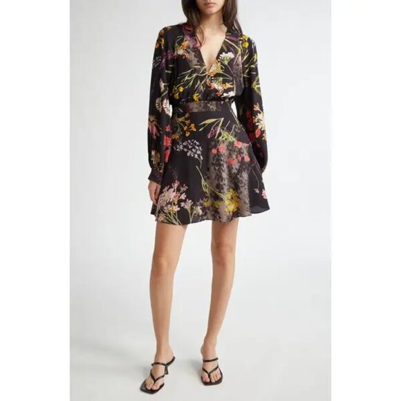 Reiss Keira Floral Long Sleeve Minidress. Sz: 4 - Picture 1 of 10